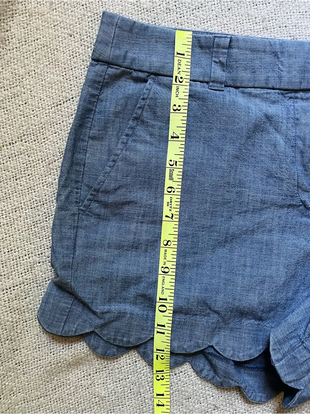 J.Crew Scallop Hem Women's Linen Shorts - Blue